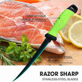3-in-1 design stainless steel for filleting, boning, and slicing sashimi