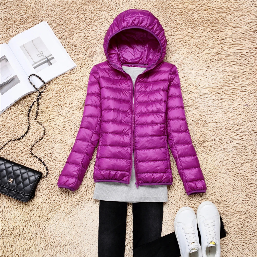 Women’s Ultra-Light Packable Puffer Jacket with Hood – Regular and Plus Size up to 3X