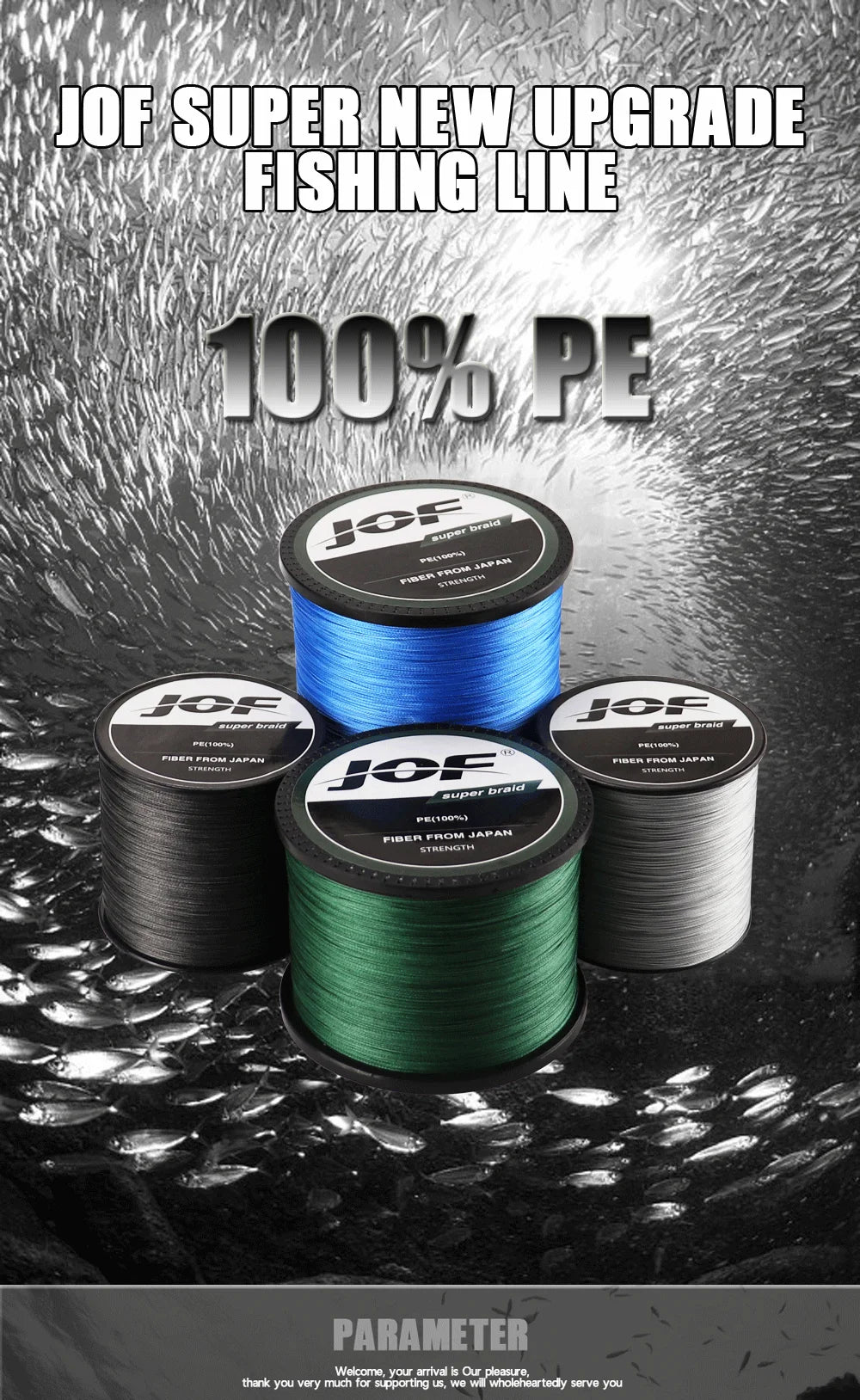 JOF 4 Strand 300M/328Yards 100% PE Braided Fishing Line Multifilament  River Fishing 8LB 10LB 20LB 30LB 35LB 40LB 50LB 60LB 80LB