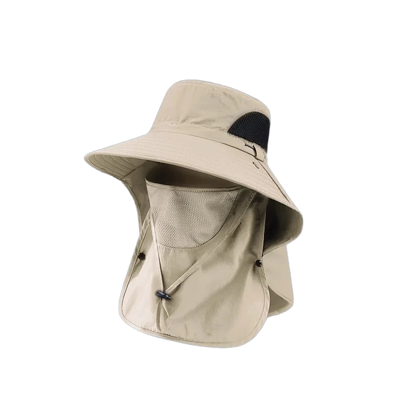 Unisex Summer Wide Brim Waterproof and Quick-drying Panama Caps Outdoor Visor Bucket Hats Mesh Breathable Sun Hat with Neck Flap