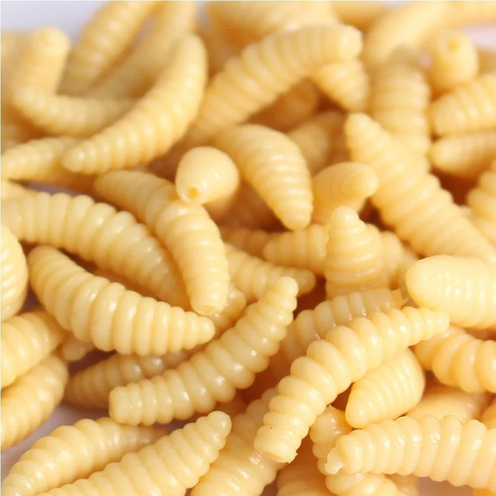 50pcs Silicone Maggot Grub Soft Fishing Lures