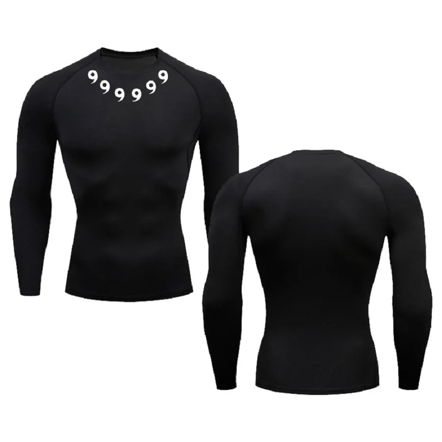 Men’s Bodysuit Tights & 3D Printed Double-Layer Shorts