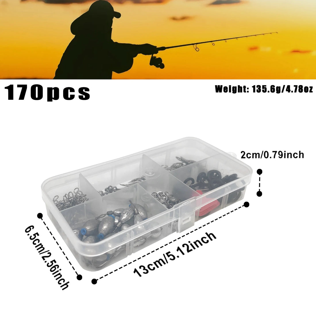 170–410PCS Professional Fishing Kit with Tackle Box – Hooks, Sinkers & Swivels for Bass, Trout & Saltwater Fishing, Rust-Proof Accessories
