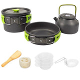 Camping Cookware Set – Non-Stick Pots, Teapot & Tableware for 2-3 People