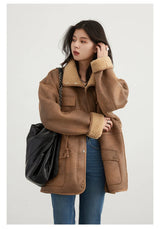 CHIC VEN Women’s Reversible Suede Winter Jacket – Warm Motorcycle Coat