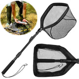Floating Foldable Fishing Landing Net – Telescopic Pole with Rubber-Coated Mesh for Saltwater & Freshwater