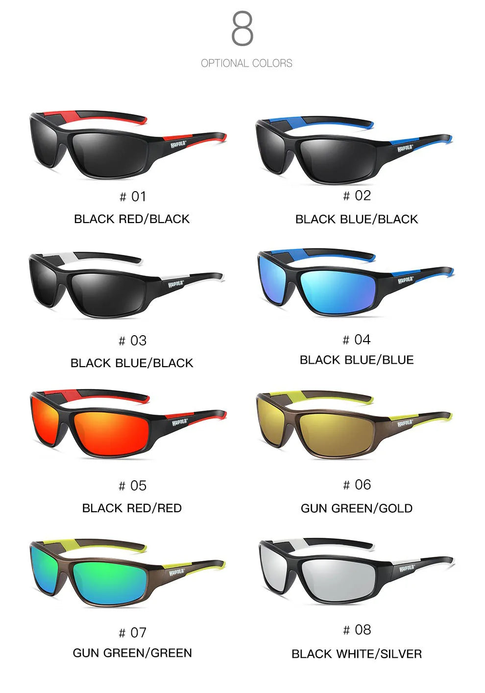 Rapala  High Definition Polarized Sunglasses for Men Women Outdoor Sport Fishing Sun Glasses UV400 Protection Driving Eyeglasses