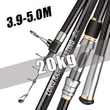 Telescopic Fishing Rod – 3.9m/4.2m/5.0m Carbon Surfcasting Rod, Travel Spinning & Baitcasting Rod with 20–250g Power Casting