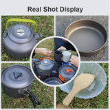 Camping Cookware Set – Non-Stick Pots, Teapot & Tableware for 2-3 People