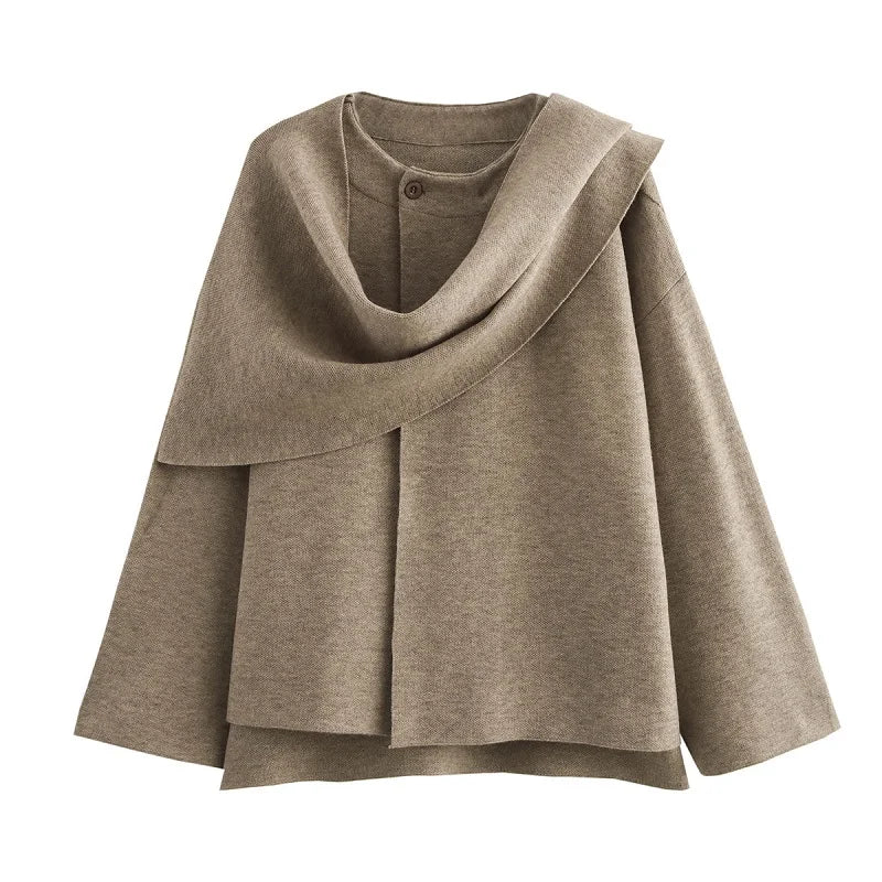 MUJER Women's Plush Padded Winter Coat – Asymmetric Scarf Parka
