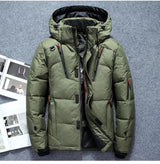 Men’s -20°C White Duck Down Jacket – Thick Warm Hooded Winter Parka