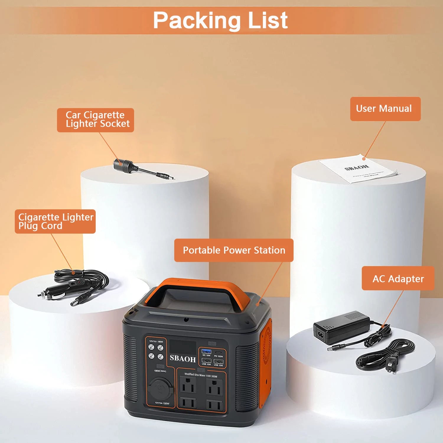 Portable Power Station 300W – Solar Generator with AC/DC & LED Light