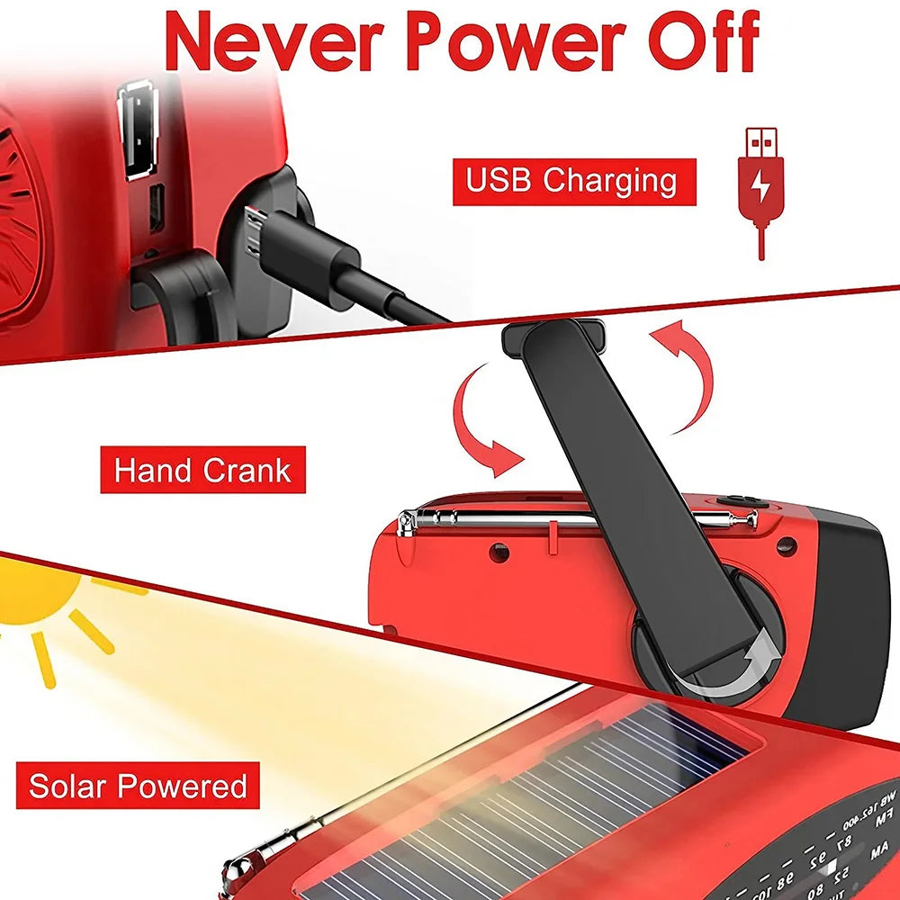 SSolar Hand Crank Camping Light with AM/FM Radio