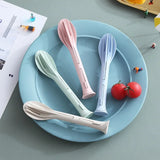 3PCS Portable Wheat Straw Tableware Set