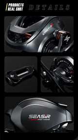SEASIR Cast X2 Baitcasting Reel – 7.3:1 Gear Ratio, Hybrid Ceramic Bearings, Carbon Fiber Washer, Dual Bearing System & N52 Brake