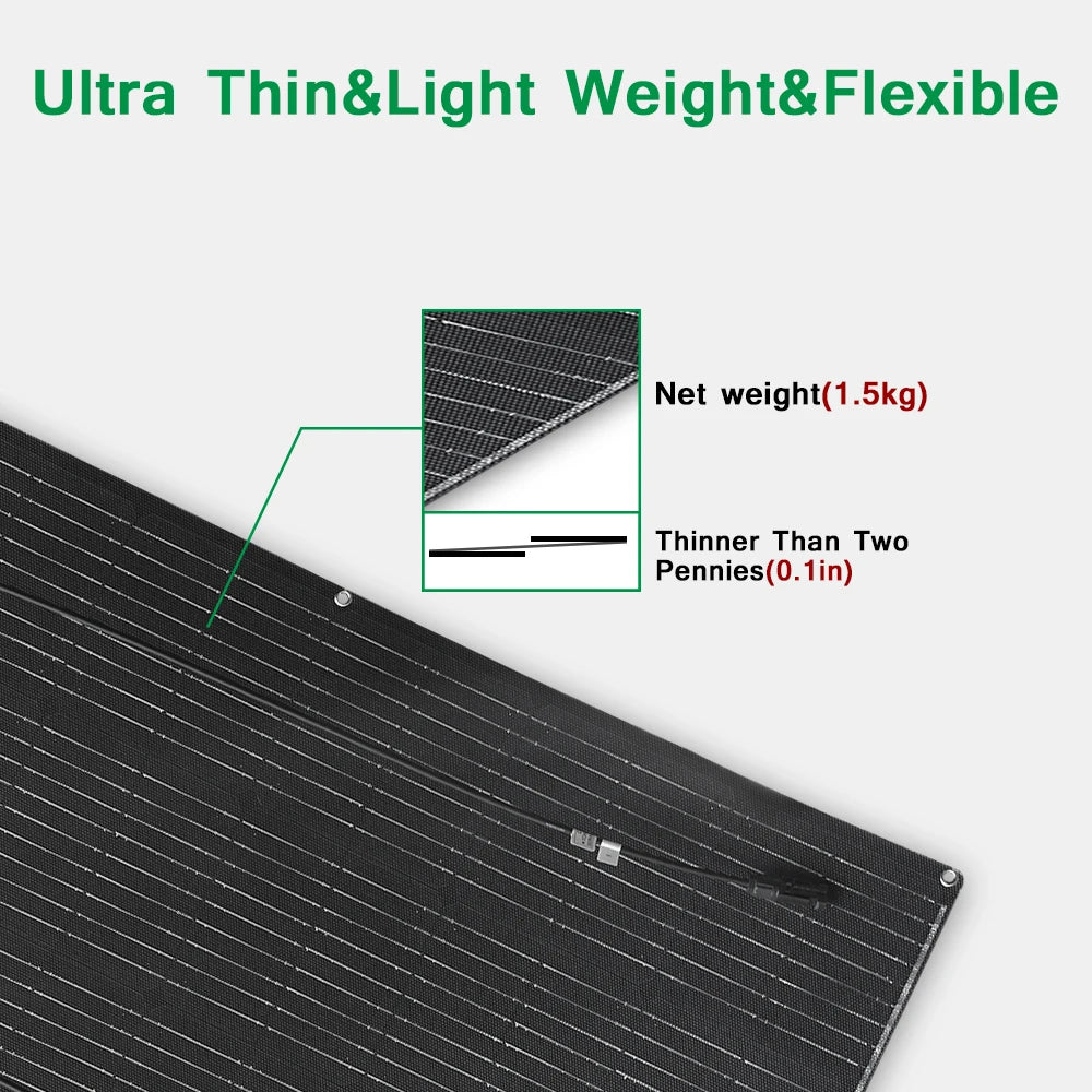 High Efficiency ETFE Flexible Solar Panel Monocrystalline 100W 200W 300W 400W Kit for 12V Battery Charger Off-Grid Power Camping