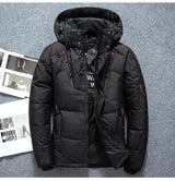 Men’s -20°C White Duck Down Jacket – Thick Warm Hooded Winter Parka