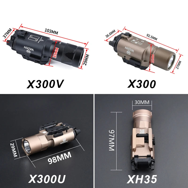 Tactical X300/X300U/X300V/XH35 Pistol LED Strobe Flashlight – 20mm Rail Mount