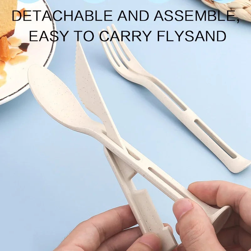 3PCS Portable Wheat Straw Tableware Set