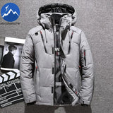 Men’s -20°C White Duck Down Jacket – Thick Warm Hooded Winter Parka