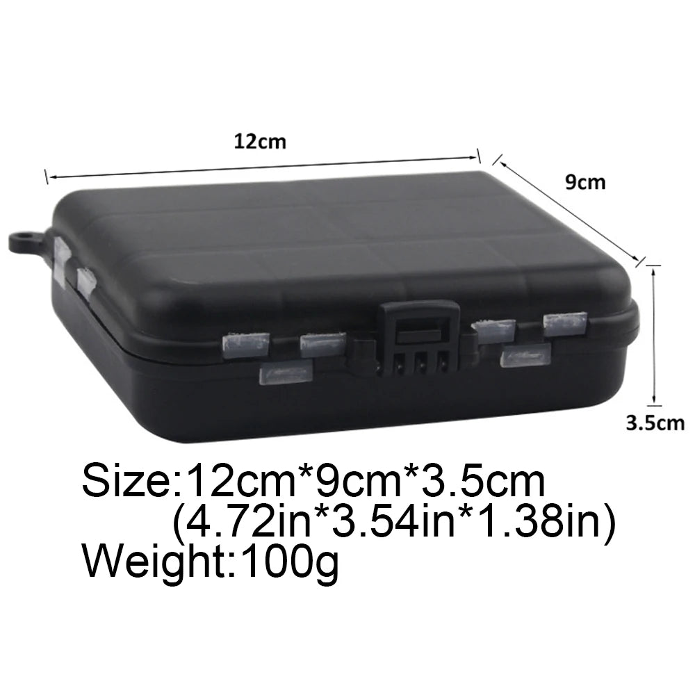 Portable 2-Layer Plastic Fishing Tackle Box – 12-Compartment Bait and Hook Storage Case
