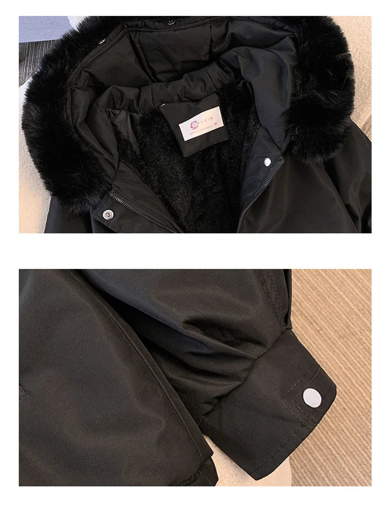 Women’s Fleece-Lined Hooded Down Jacket – Warm Padded Winter Parka
