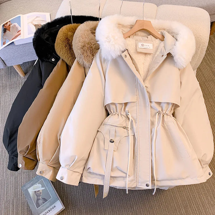 Women’s Fleece-Lined Hooded Down Jacket – Warm Padded Winter Parka