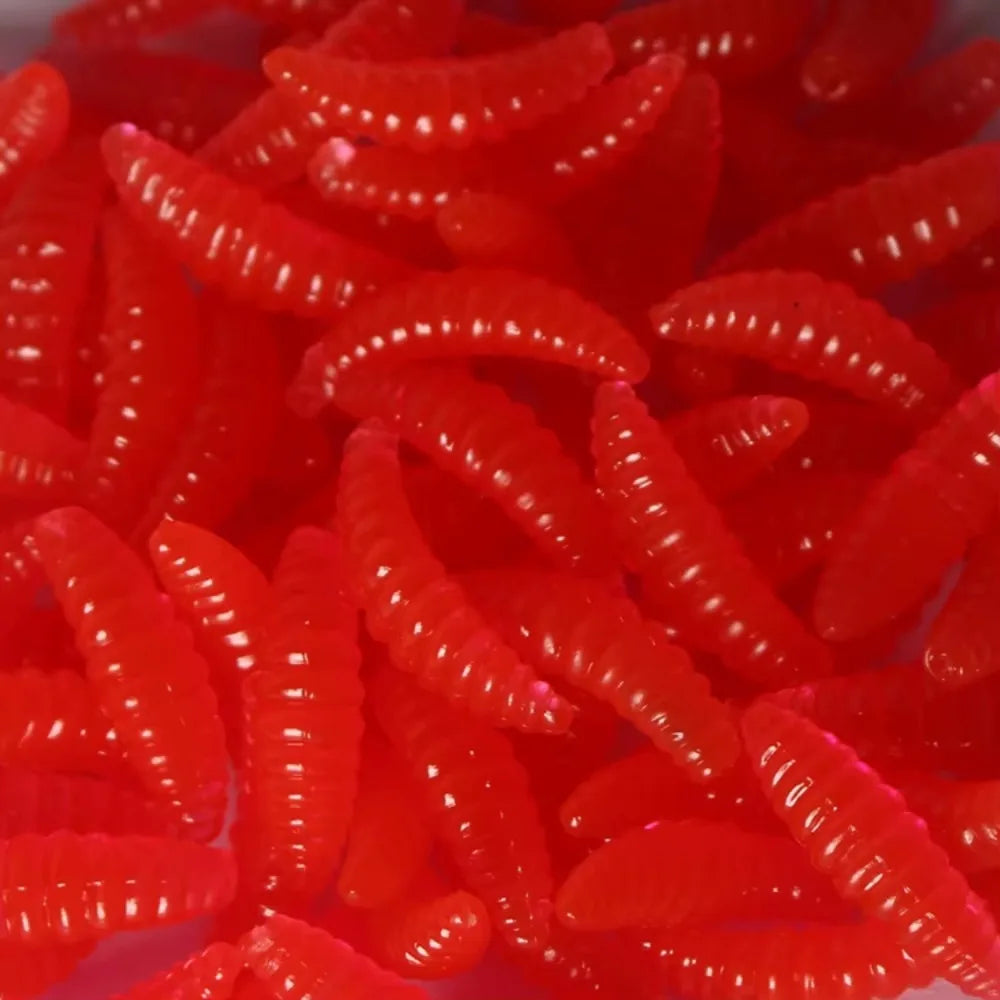 50pcs Silicone Maggot Grub Soft Fishing Lures