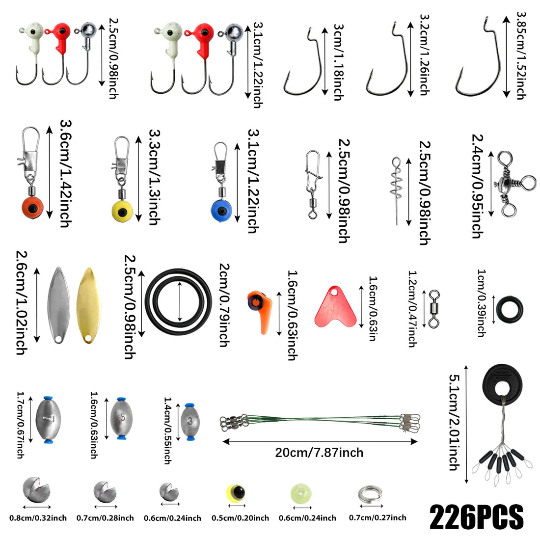 170–410PCS Professional Fishing Kit with Tackle Box – Hooks, Sinkers & Swivels for Bass, Trout & Saltwater Fishing, Rust-Proof Accessories
