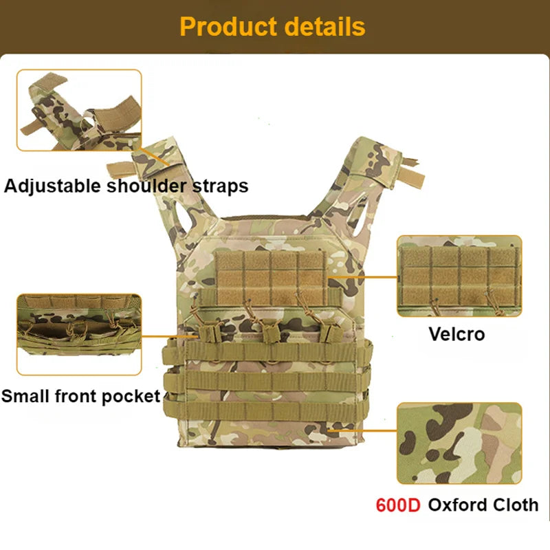 Nylon Tactical Vest – Body Armor Plate Carrier with MOLLE System for Airsoft