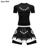 Men’s Bodysuit Tights & 3D Printed Double-Layer Shorts