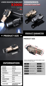 Tactical X300/X300U/X300V/XH35 Pistol LED Strobe Flashlight – 20mm Rail Mount
