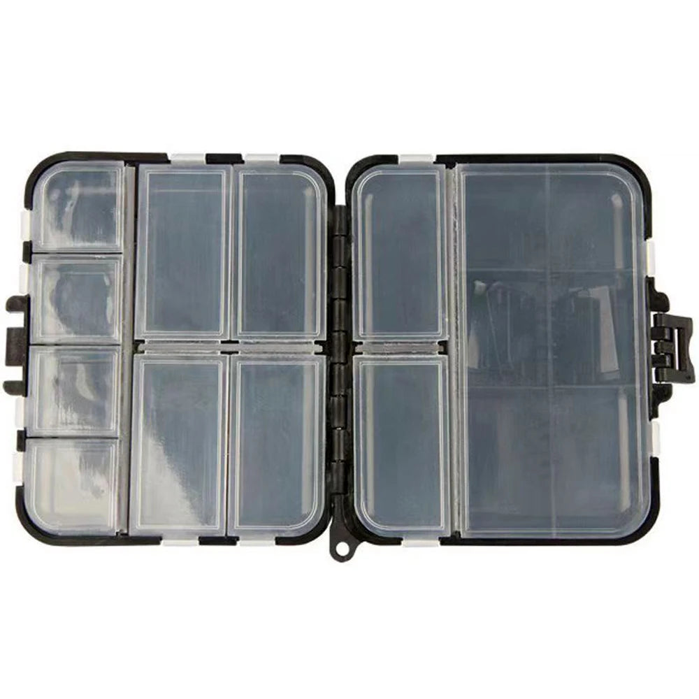 Portable 2-Layer Plastic Fishing Tackle Box – 12-Compartment Bait and Hook Storage Case