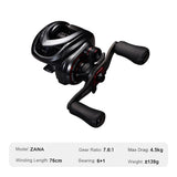 PURELURE ZANA Baitcasting Reel – 139g Aluminum Alloy Frame, 5.8g Spool, 7.6 Gear Ratio, 4KG Drag for Freshwater & Saltwater Fishing