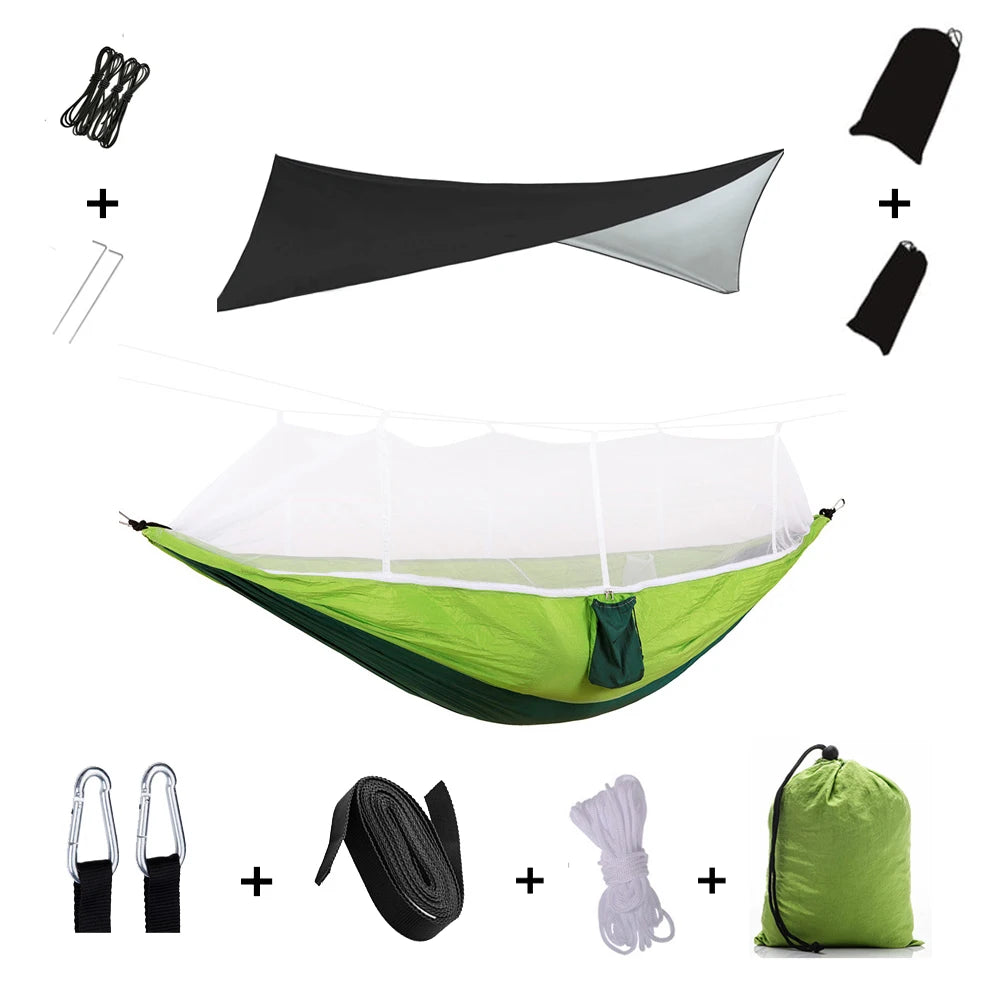 Portable Camping Hammock with Mosquito Net & Rain Shelter