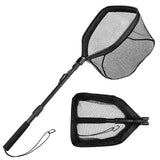 Floating Foldable Fishing Landing Net – Telescopic Pole with Rubber-Coated Mesh for Saltwater & Freshwater