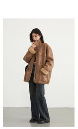 CHIC VEN Women’s Reversible Suede Winter Jacket – Warm Motorcycle Coat