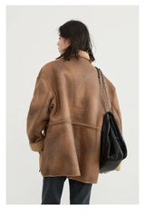 CHIC VEN Women’s Reversible Suede Winter Jacket – Warm Motorcycle Coat