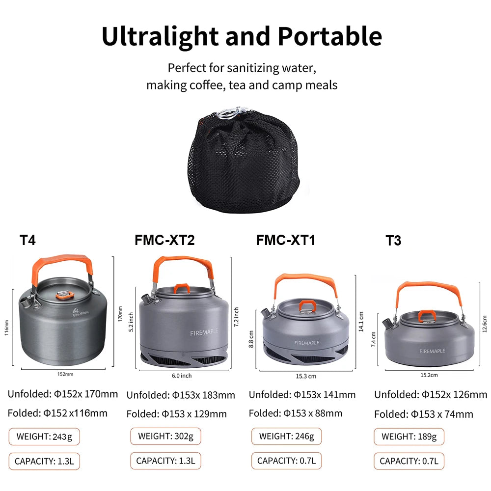 Fire Maple Hiking Teapot – Outdoor Camping Kettle with Heat Exchanger & Filter (0.8L / 1.3L)