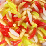 50pcs Silicone Maggot Grub Soft Fishing Lures