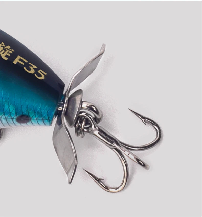 Kingdom GoldPop 35mm 5.4g Topwater Whopper Popper Fishing Lure Pike Fishing Floating Wobbler Artificial Hard Bait with Propeller