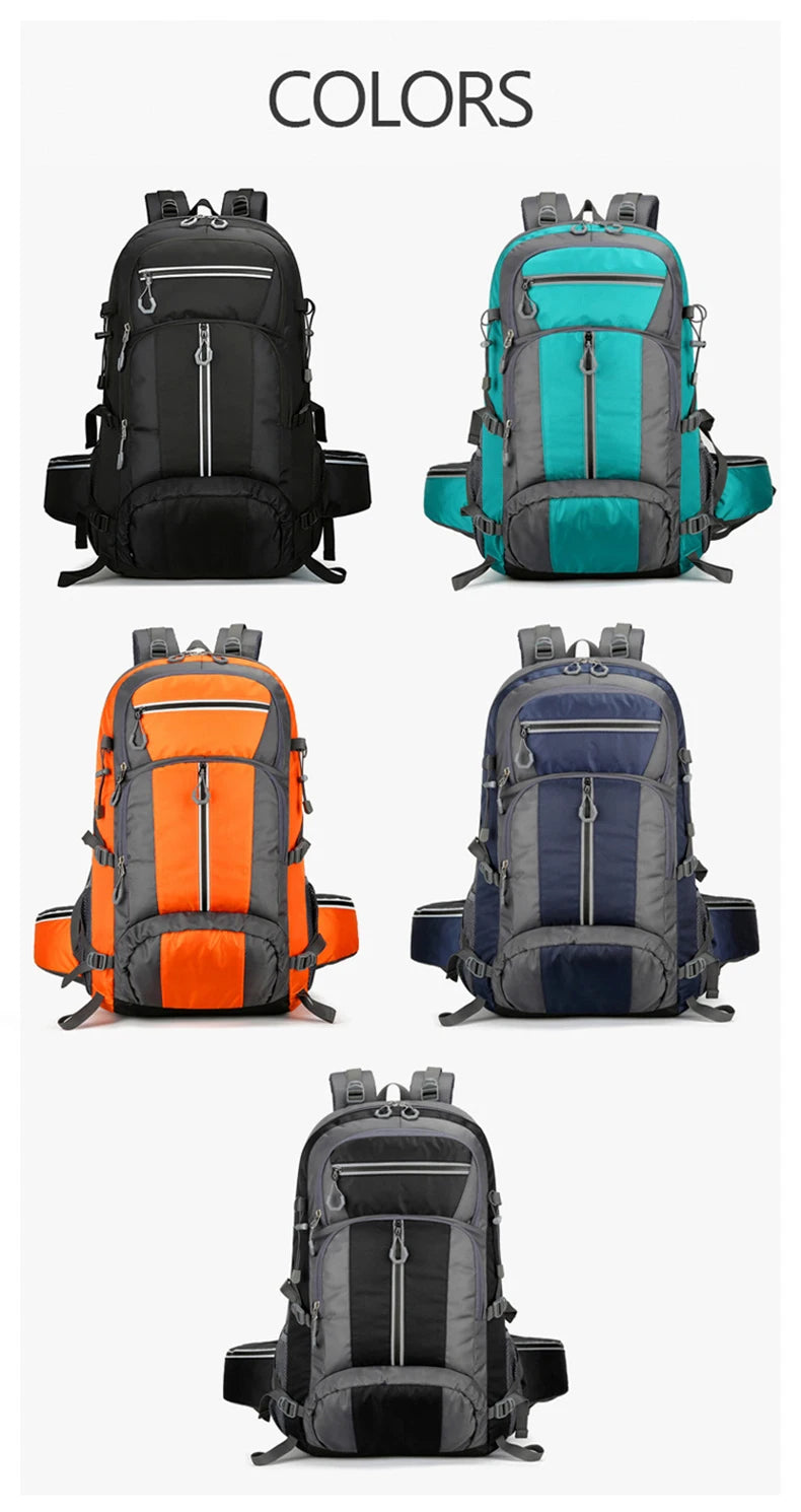 50L Nylon Backpack Camping Bag Outdoor Sport Hiking Trekking Climbing Travel Shoulder Reflective Shoes Luggage Outdoor Men Bag