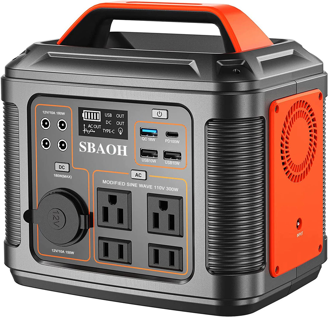 Portable Power Station 300W – Solar Generator with AC/DC & LED Light