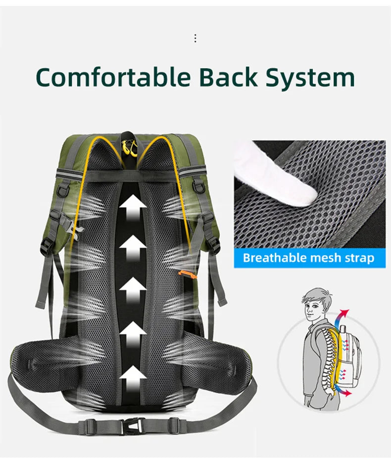50L Travel Backpack – Waterproof Hiking Rucksack for Men, Large Camping, Climbing & Mountaineering Bag for Outdoor Sports & Travel