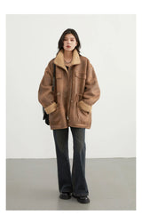 CHIC VEN Women’s Reversible Suede Winter Jacket – Warm Motorcycle Coat