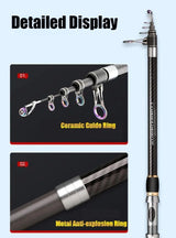 Telescopic Fishing Rod – 3.9m/4.2m/5.0m Carbon Surfcasting Rod, Travel Spinning & Baitcasting Rod with 20–250g Power Casting