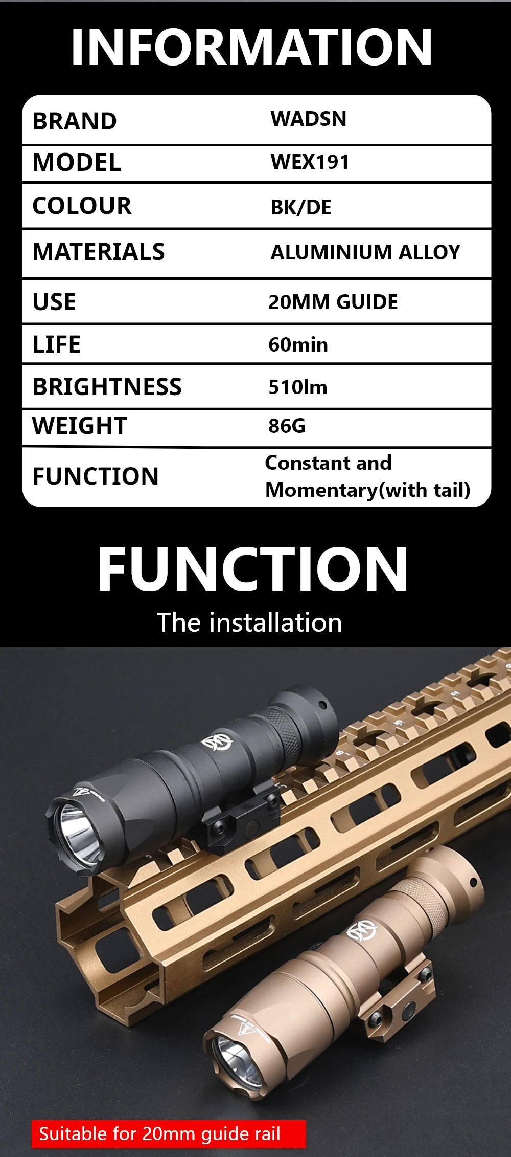 WADSN Surefir M300A Mini Tactical Flashlight