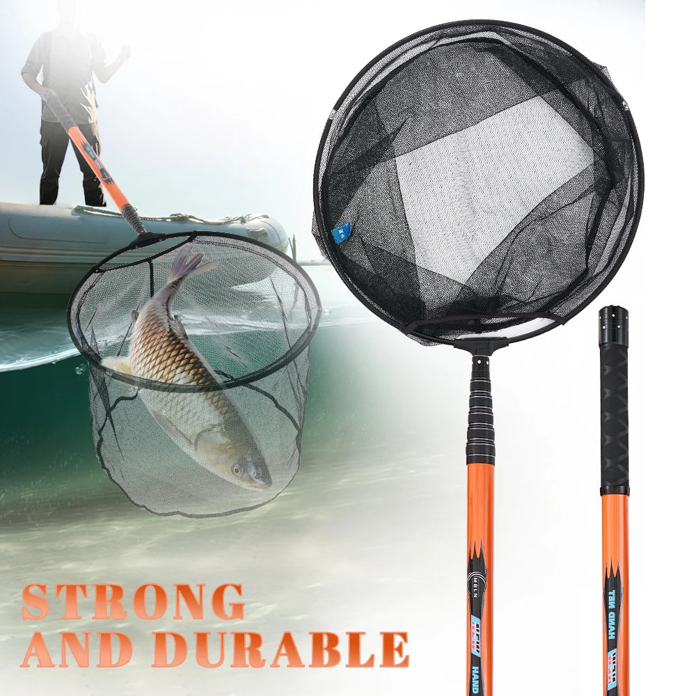 MBLN Ultralight Carbon Fiber Telescopic Fishing Landing Net – 325cm with Alloy Net Head
