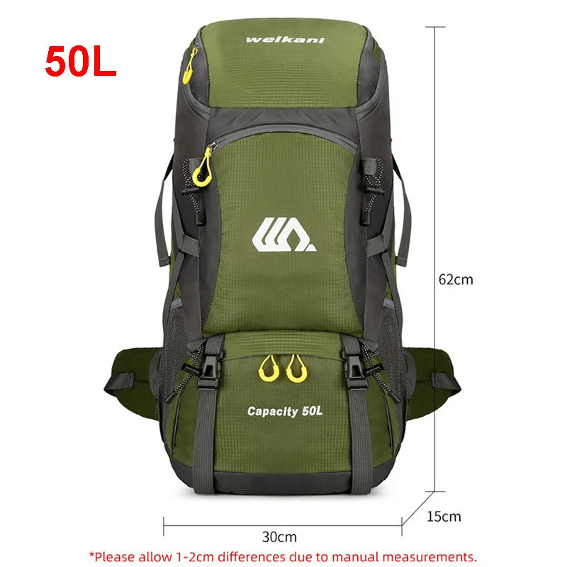 50L Travel Backpack – Waterproof Hiking Rucksack for Men, Large Camping, Climbing & Mountaineering Bag for Outdoor Sports & Travel