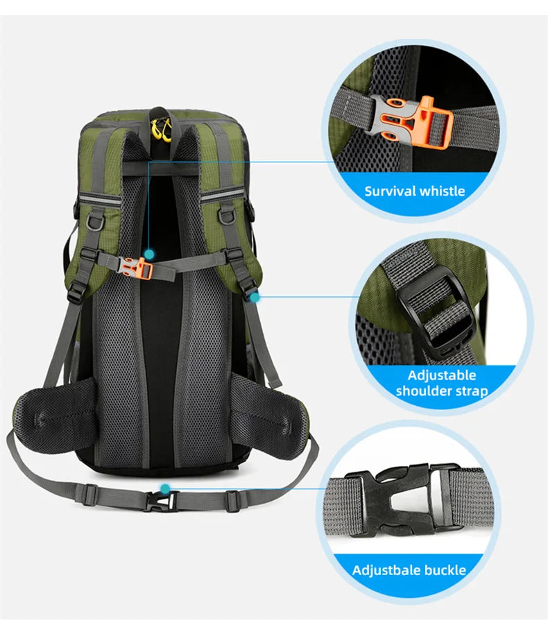 50L Travel Backpack – Waterproof Hiking Rucksack for Men, Large Camping, Climbing & Mountaineering Bag for Outdoor Sports & Travel